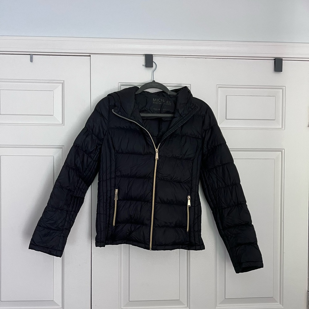 Michael Kors black packable down fill puffer